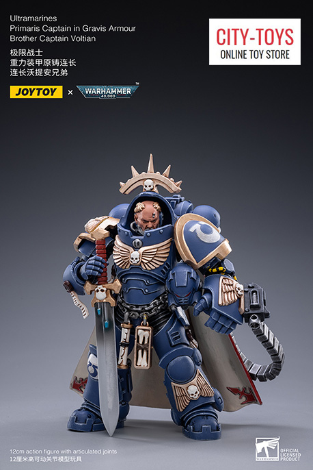 Joytoy Warhammer Ultramarines Primaris Captain in Gravis Armour Brother Captain Voltian