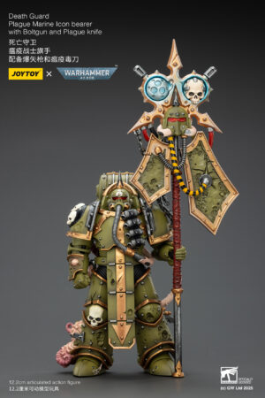 JoyToy JT02915 1/18 Warhammer40 Death Guard Plague Marine Icon bearer with Boltgun and Plague knife
