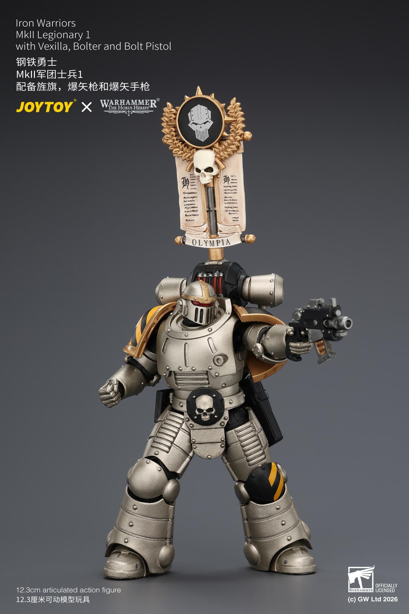 JOYTOY JT04452 118 Warhammer”The Horus Heresy” Iron Warriors MkII Legionary1 with Vexilla, Bolter and Bolt Pistol JOYTOY JT04452 118 Warhammer”The Horus Heresy” Iron Warriors MkII Legionary1 with Vexilla, Bolter and Bolt Pistol