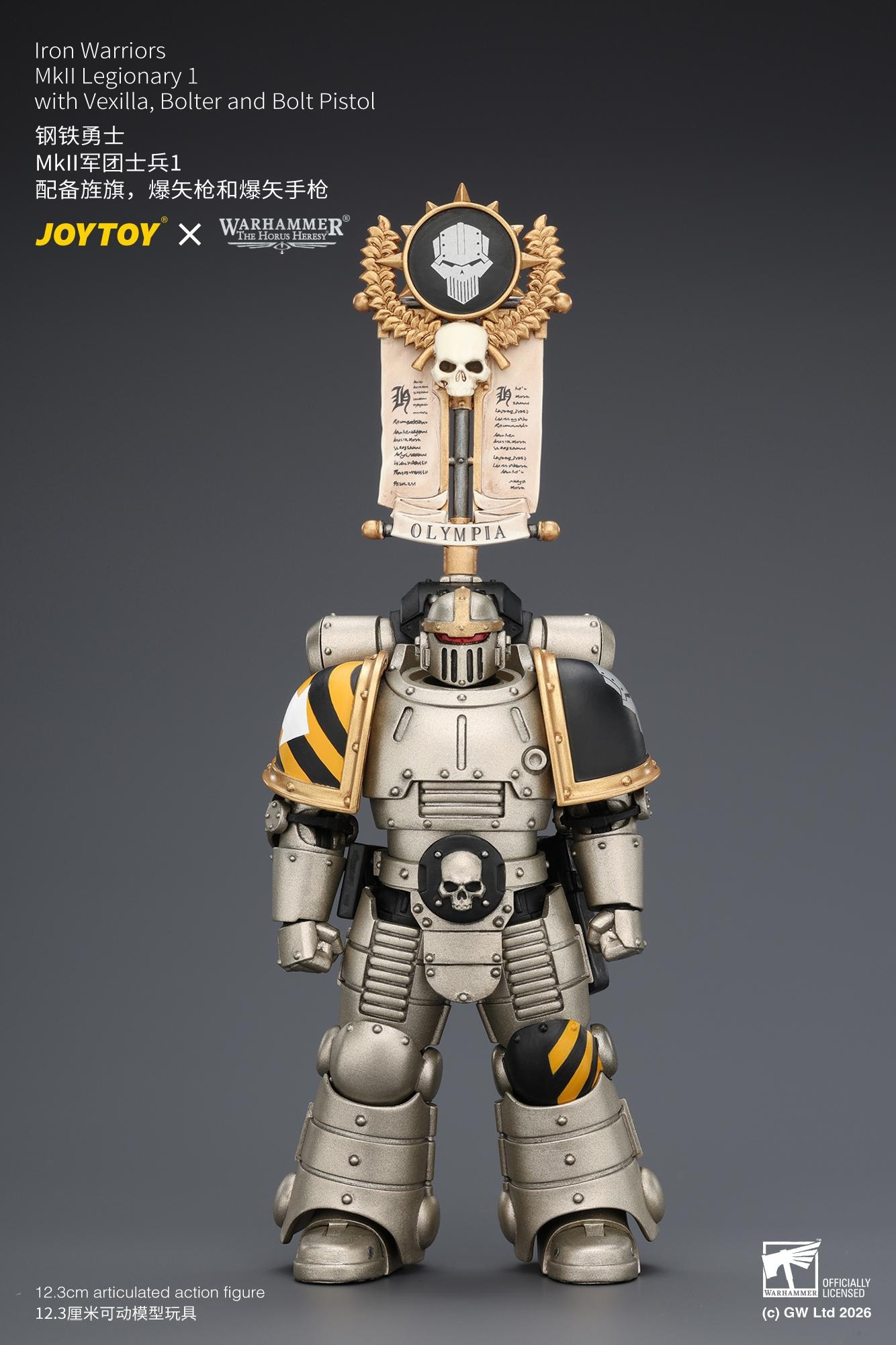 JOYTOY JT04452 118 Warhammer”The Horus Heresy” Iron Warriors MkII Legionary1 with Vexilla, Bolter and Bolt Pistol JOYTOY JT04452 118 Warhammer”The Horus Heresy” Iron Warriors MkII Legionary1 with Vexilla, Bolter and Bolt Pistol