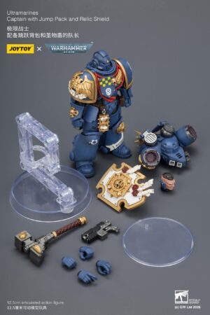 JOYTOY JT04414 118 Warhammer40 Ultramarines Captain with Jump Pack and Relic Shield