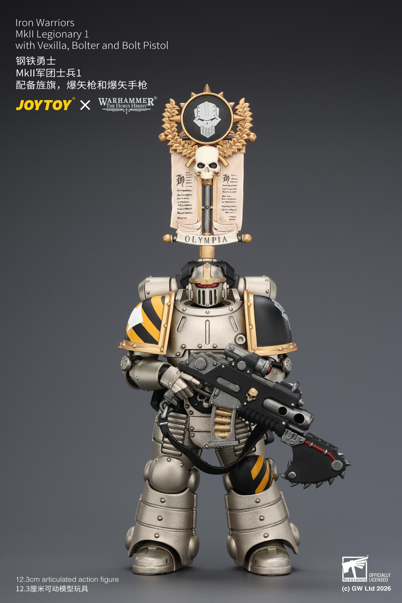 JOYTOY JT04452 118 Warhammer”The Horus Heresy” Iron Warriors MkII Legionary1 with Vexilla, Bolter and Bolt Pistol JOYTOY JT04452 118 Warhammer”The Horus Heresy” Iron Warriors MkII Legionary1 with Vexilla, Bolter and Bolt Pistol