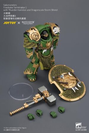 JOYTOY JT04629 118 Warhammer”The Horus Heresy” Salamanders Firedrake Terminator 1 with Thunder Hammer and Dragonscale Storm Shield