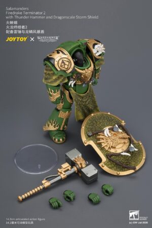 JOYTOY JT04636 118 Warhammer”The Horus Heresy” Salamanders Firedrake Terminator 2 with Thunder Hammer and Dragonscale Storm Shield