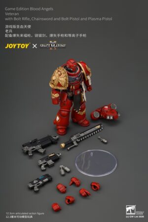 JoyToy JT05305 1/18 Game Edition Blood Angels Veteran with Bolt Rifle, Chainsword and Bolt Pistol and Plasma Pistol