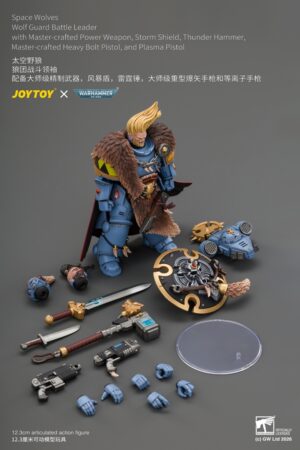 JoyToy JT05312 1/18 Space Wolves Wolf Guard Battle Leader with Master-crafted Power Weapon,Storm Shield,Thunder Hammer,Master-crafted Heavy Bolt Pistol,and Plasma Pistol